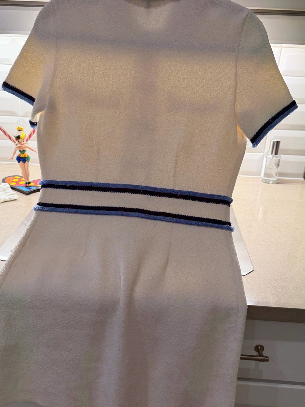 ' Cream Knit Polo Dress with Blue Trim - Picture 3 of 3